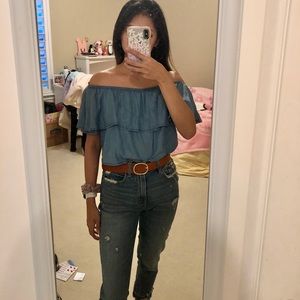 Forever 21 denim color off shoulder top